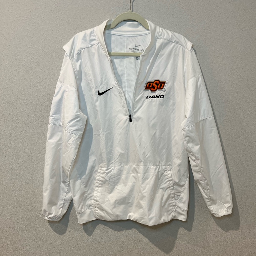 Oklahoma State Cowboys White Jacket Mens M Nike Storm Fit 1/4 Zipper